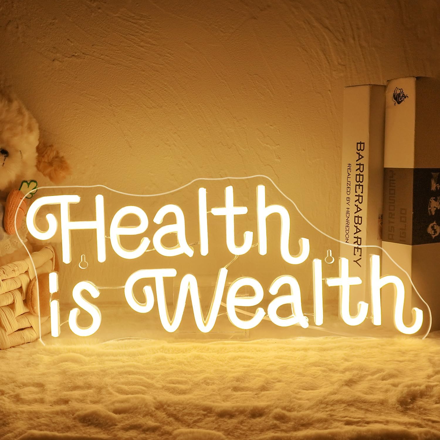 Health Wellness Yoga - สุขภาพคือความมั่งคั่ง ป้ายไฟนีออน LED ใช้พลังงาน USB สำหรับยิม