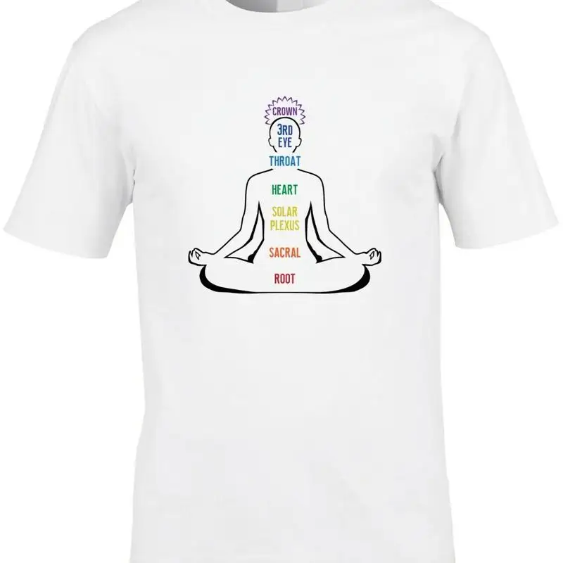 Health Wellness Yoga - เสื้อยืดผู้ชายลายจักระโยคะ สำหรับการฝึกสมาธิ สุขภาพ ฟิตเนส ความเป็นอยู่ที่ดี พลังงาน