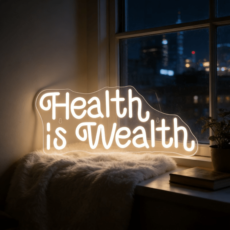 Health Wellness Yoga - ป้ายไฟนีออน LED ข้อความ 