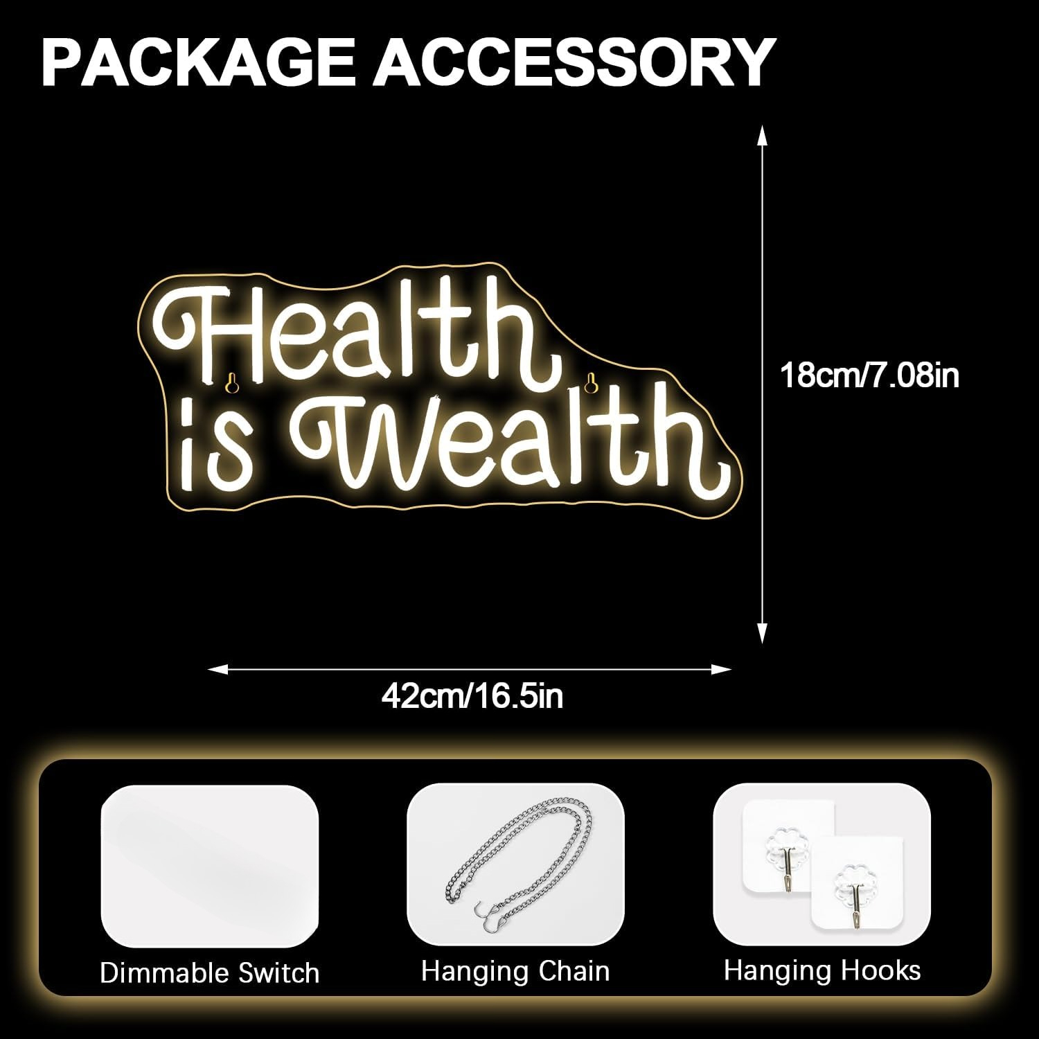 สุขภาพคือความมั่งคั่ง ป้ายไฟนี - Health Wellness Yoga บทวิจารณ์และราคา